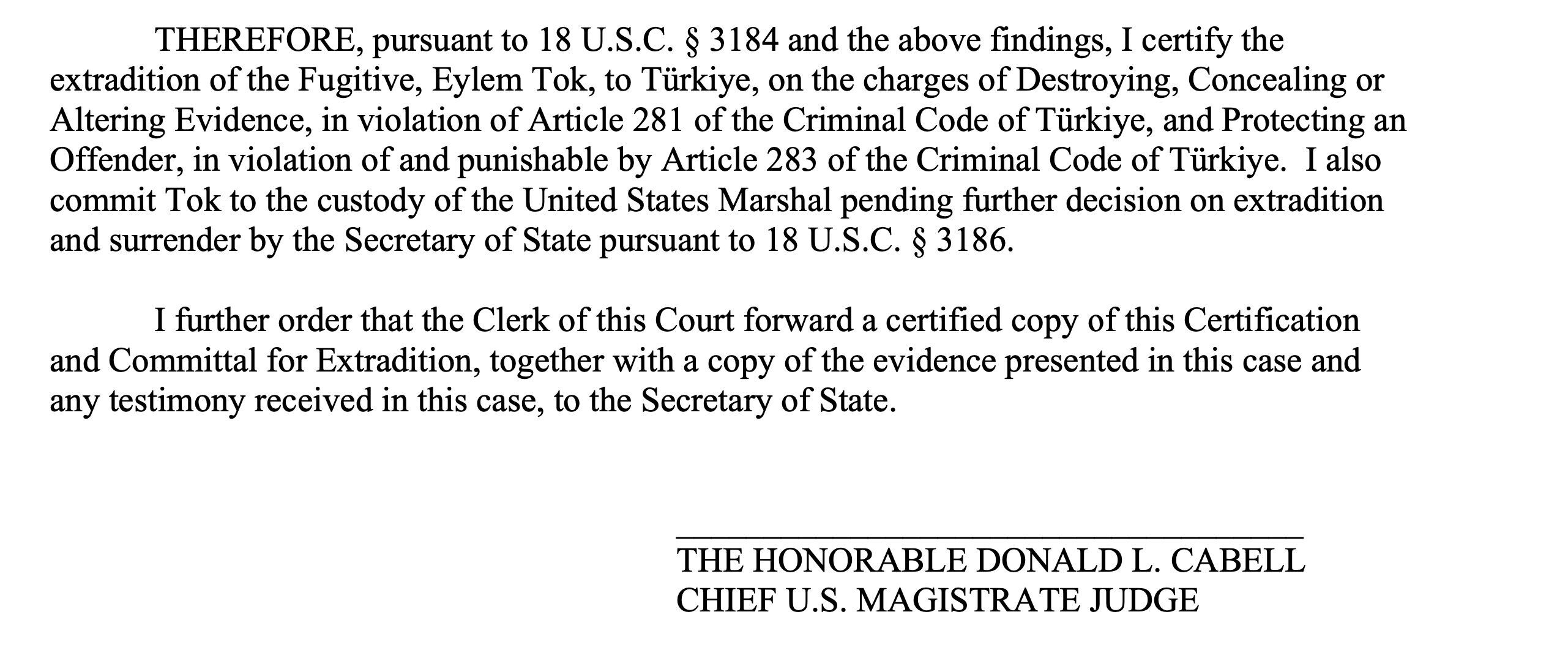 Hakime sunulan taslak metine göre Eylem Tok, Türkiye'ye iade edilebilir Hakime sunulan taslak metine göre Eylem Tok, Türkiye'ye iade edilebilir - 1. Resim