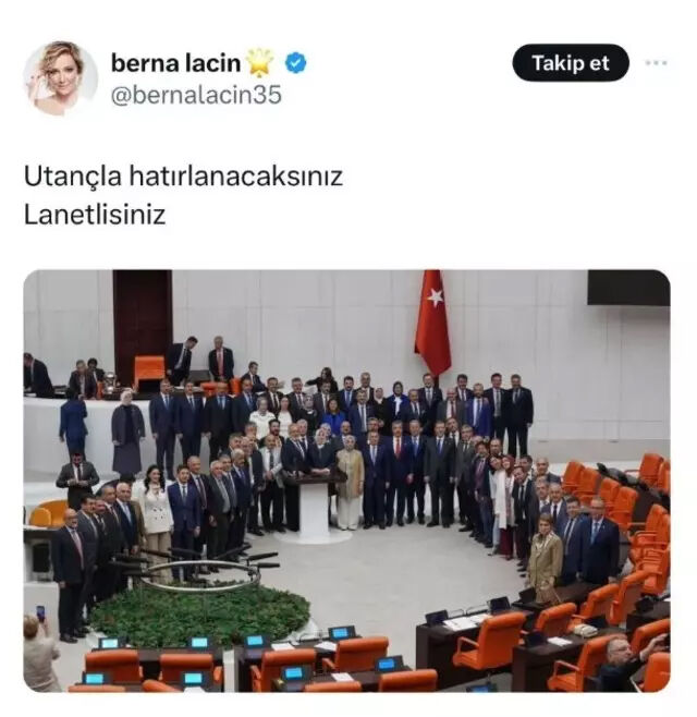 Milletvekillerinin pozuna tepki gösteren Berna Laçin hakkında soruşturma başlatıldı Milletvekillerinin pozuna tepki gösteren Berna Laçin hakkında soruşturma başlatıldı - 1. Resim