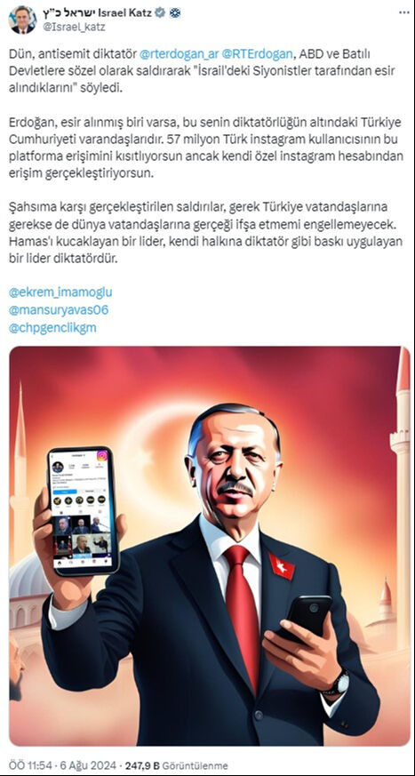 'Klavye soytarısı' küstah paylaşımlarına devam ediyor! İsrailli bakan Yisrael Katz yine Cumhurbaşkanı Erdoğan'a saldırdı 'Klavye şarlatanı' küstah paylaşımlarına devam ediyor! İsrailli bakan Yisrael Katz yine Cumhurbaşkanı Erdoğan'a saldırdı - 1. Resim