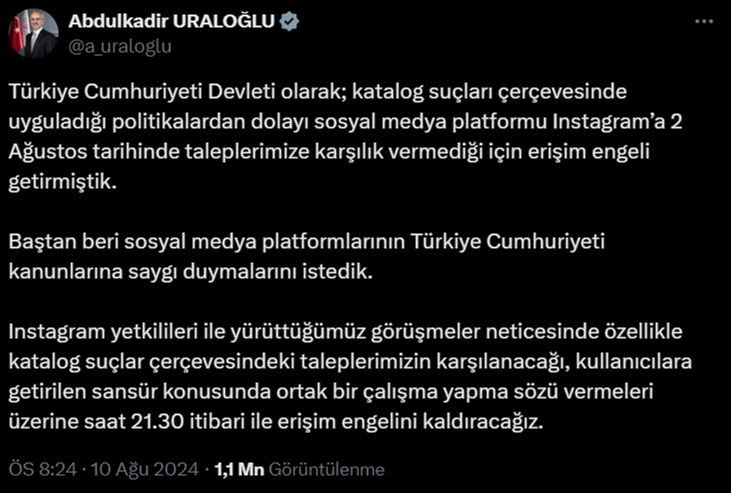 Bakan Uraloğlu İnstagram'ın açılacağını zor duyurdu! Görüntü sık sık dondu, canlı yayın yarıda kesildi - 2. Resim