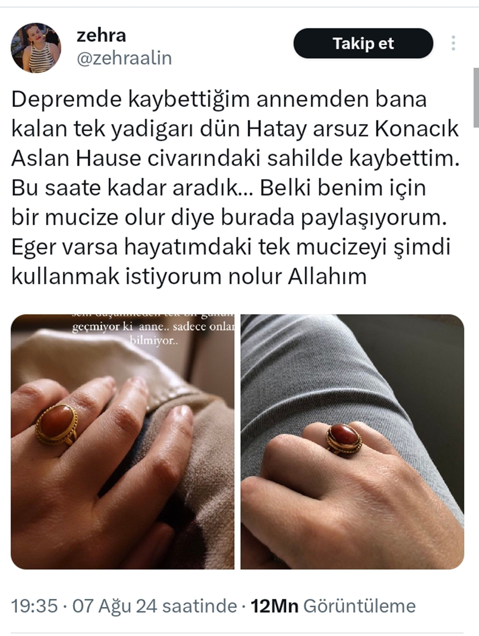 Hataylı genç kızın arama çağrısına seferber oldular! Depremde vefat eden annesinden kalan yadigar yüzüğü kaybolunca ekipler harekete geçti - 2. Resim