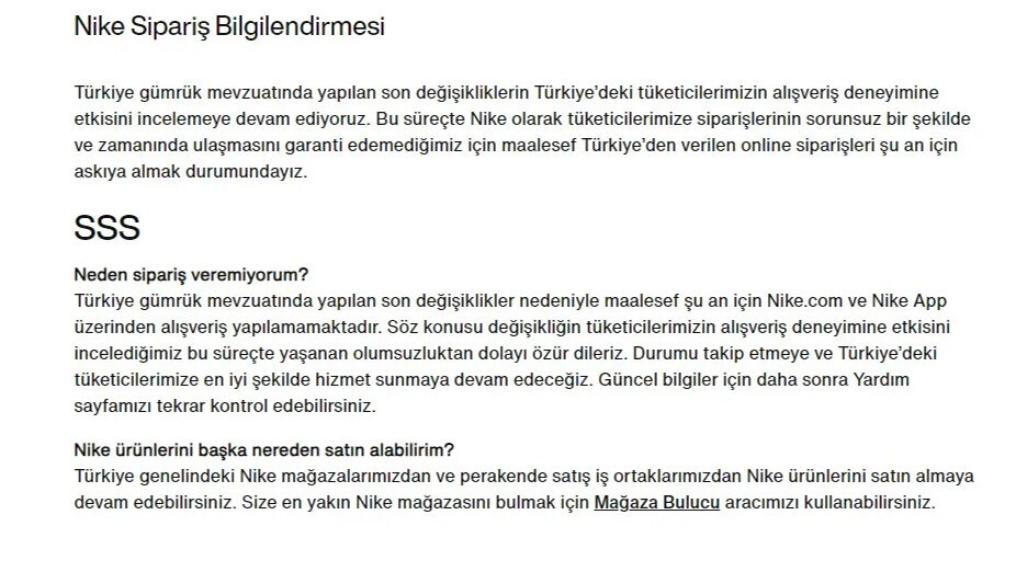 Nike'tan Türkiye kararı! İnternet satışlarını askıya aldı Nike'dan Türkiye kararı! İnternet satışlarını askıya aldı - 1. Resim