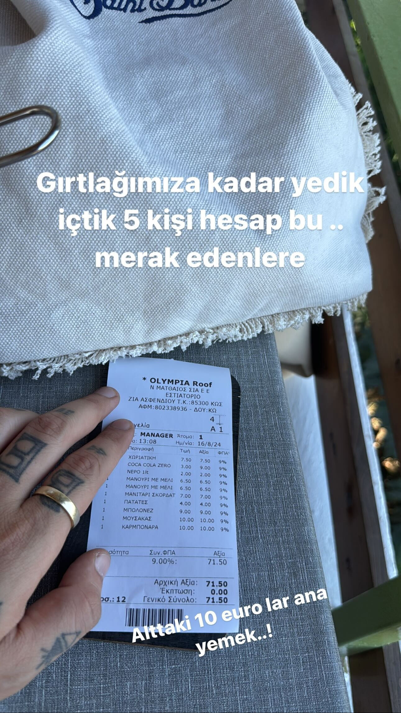 İdo Tatlıses Yunanistan'da ödediği hesabı paylaştı:  İdo Tatlıses Yunanistan'da ödediği hesabı paylaştı: