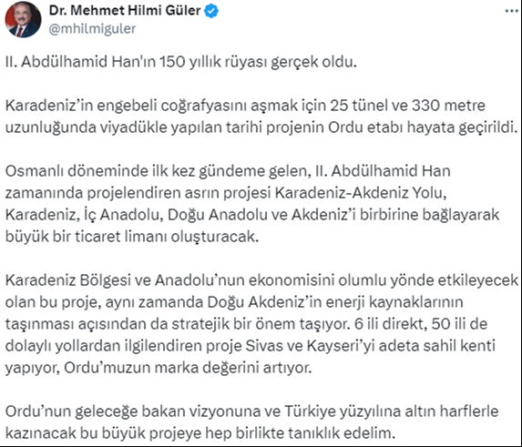 Sultan Abdülhamid Han'ın 150 yıllık rüyası Karadeniz-Akdeniz Otoyol Projesi ile gerçek oldu Sultan Abdülhamid Han'ın 150 yıllık rüyası Karadeniz-Akdeniz Otoyol Projesi ile gerçek oldu - 5. Resim