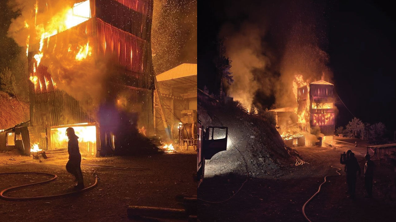 Bursa'daki krom maden tesisin &ccedil;ıkan yangın dehşet sa&ccedil;tı - 1. Resim