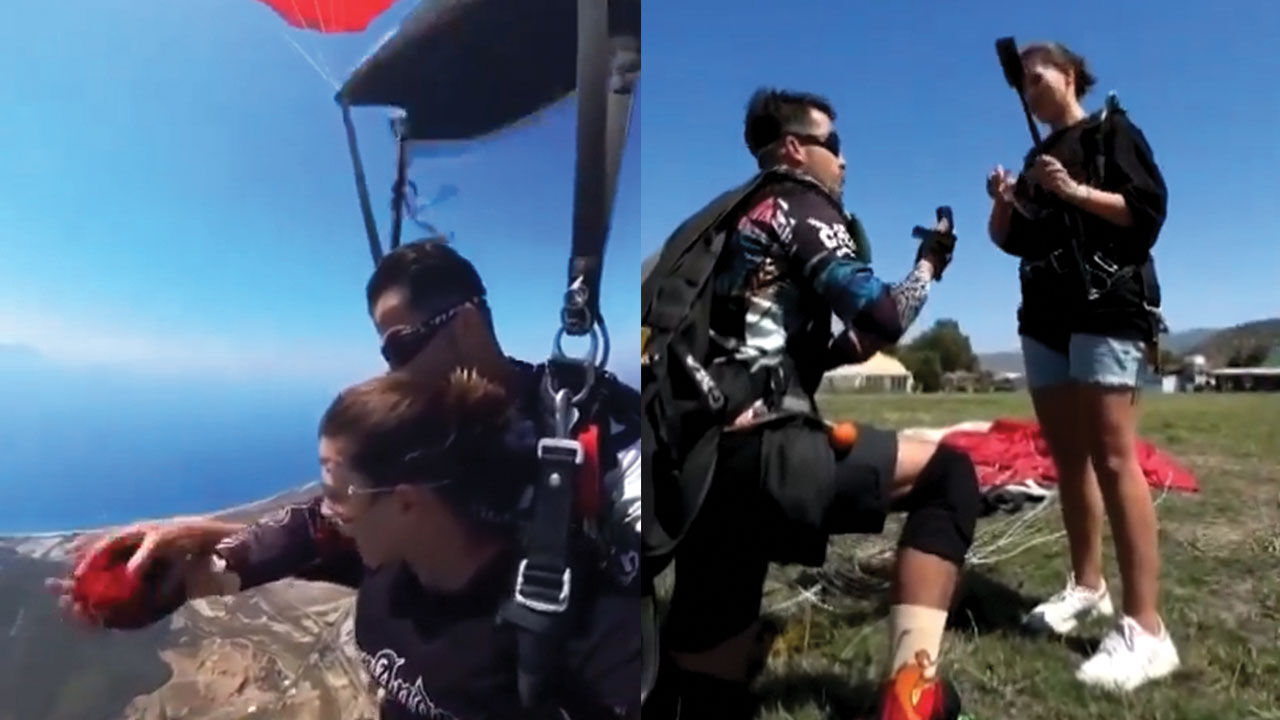 İzmir'de paraşüt eğitmeninin gökyüzündeki evlilik teklifi olay oldu İzmir'de paraşüt eğitmeninin gökyüzündeki evlilik teklifi olay oldu - 2. Resim