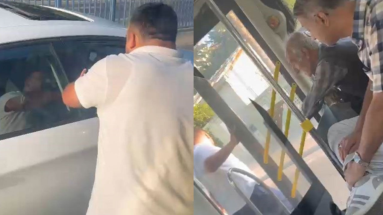 İstanbul Başakşehir'de bir İETT şoförü trafikte tartıştığı sürücüye yumruk salladı - 1. Resim