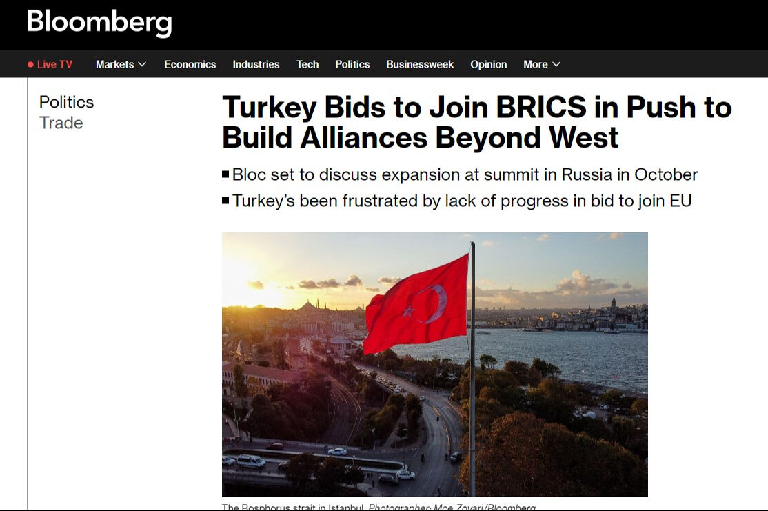 Bloomberg'den dikkat çeken iddia: Türkiye, BRICS'e katılmak için başvuru yaptı Bloomberg'den dikkat çeken iddia: Türkiye, BRICS'e katılmak için başvuru yaptı - 1. Resim