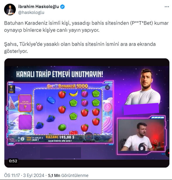 Batuhan Karadeniz canlı yayında yasa dışı bahis sitesinden kumar oynadı! Küfür, hakaret... - 3. Resim