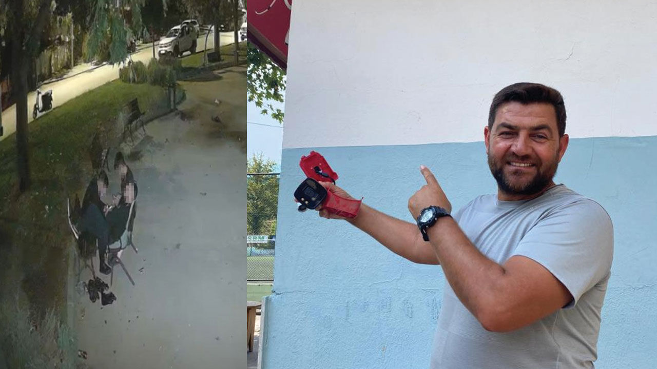 Denizli'de alkollü gençler güvenlik kamerasını 