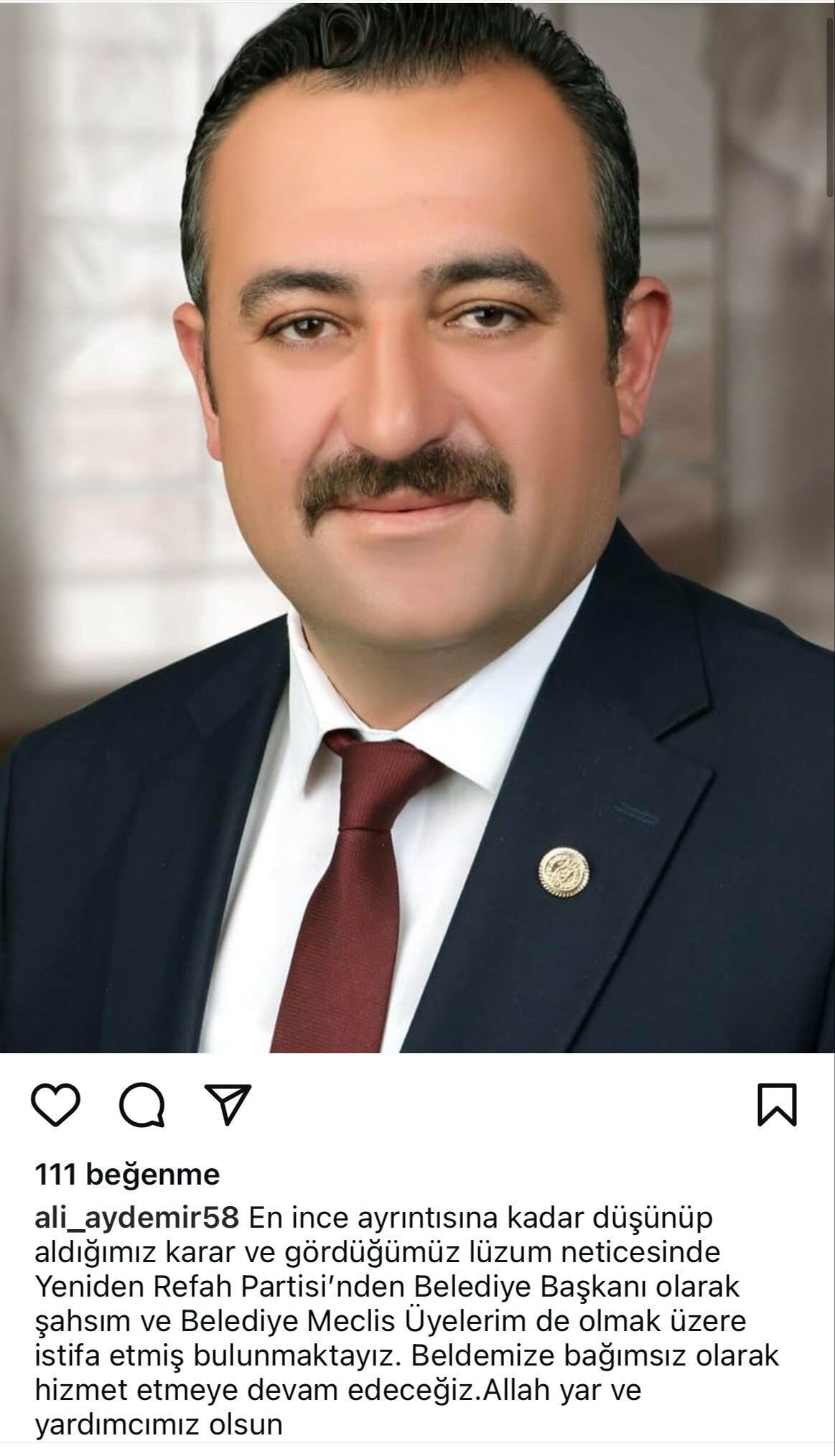 Yeniden Refah'ta bir belediye başkanı daha istifa etti  - 1. Resim