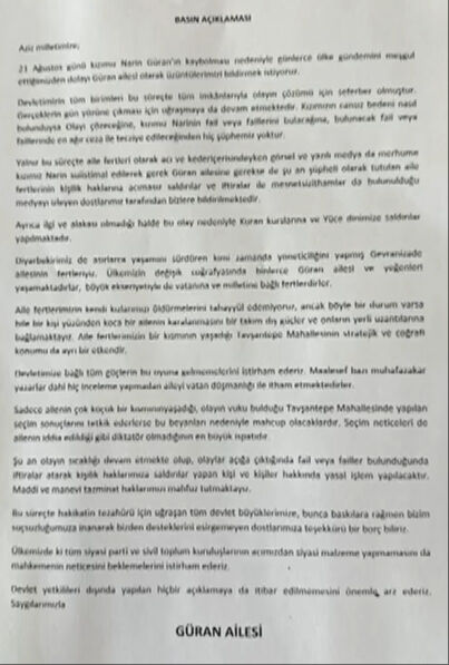 Tüm gözler onların üzerinde! Narin'in ölümüyle ilgili Güran ailesinden sürpriz açıklama - 7. Resim
