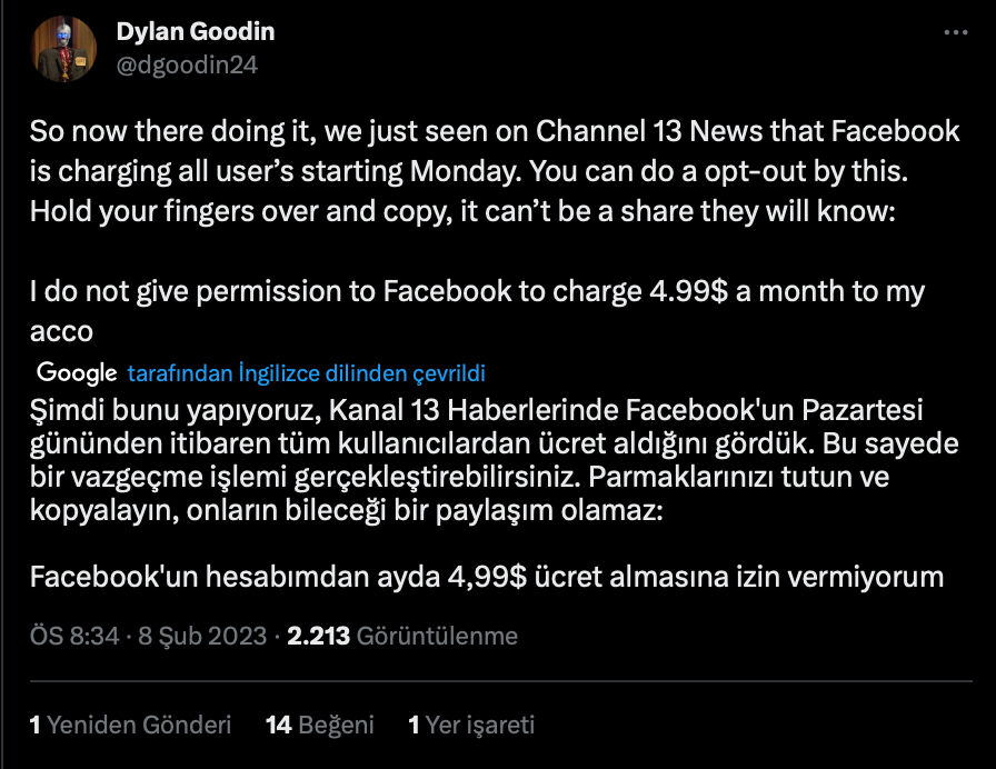 Facebook’un ücretli olacağı iddiası gerçeği yansıtmıyor - 1. Resim