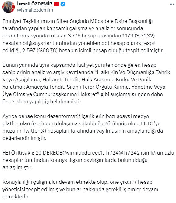 MHP Genel Başkanı Devlet Bahçeli hakkındaki paylaşımlara karşı - 1. Resim