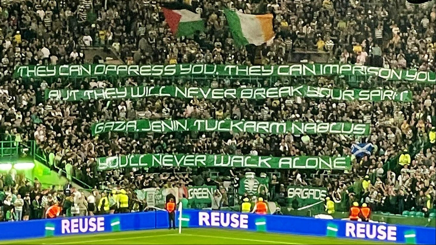 Celtic taraftarları, Şampiyonlar Ligi maçında yine Filistin'e destek oldu - 1. Resim