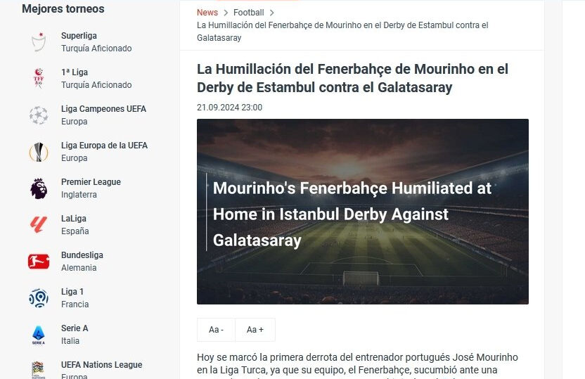 Fenerbahçe-Galatasaray derbisi dünya basınında manşetlere taşındı: Fenerbahçe, Galatasaray karşısında küçük düştü - 5. Resim