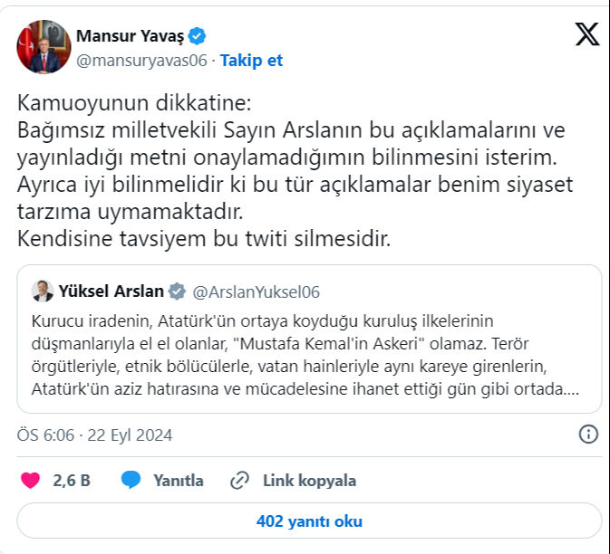 Mansur Yavaş'ı kızdıran İmamoğlu'na paylaşımı! 'Proje çocuk' mesajının derhal silinmesini istedi - 1. Resim