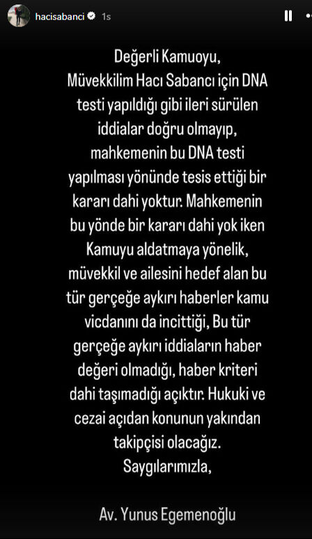 Hacı Sabancı’dan “DNA testinde baba çıktı” iddialarına cevap gecikmedi Hacı Sabancı’dan “DNA testinde baba çıktı” iddialarına cevap gecikmedi - 4. Resim