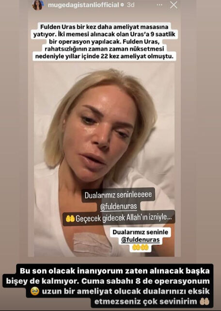 Fulden Uras 24’üncü kez ameliyat olacak! Hayranlarından dua isteyip duyurdu Fulden Uras 24’üncü kez ameliyat olacak! Hayranlarından dua isteyip duyurdu - 1. Resim
