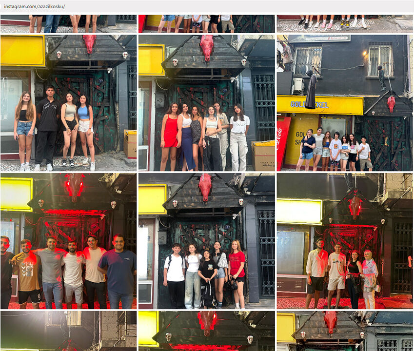 Türkiye İstanbul'daki vahşeti konuşurken... İzmir'de sokak ortasında skandal görüntülerin ardından valilik harekete geçti Balkondan parçalanmış vücut sarkıttılar! İzmir'de satanizm reklamı yapan korku evi tepki çekti - 3. Resim