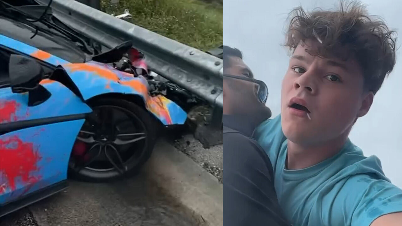 Ölümden döndü canlı yayına devam etti! Yağmurlu havada kaza yaptığı lüks araç pert oldu Ölümden döndü canlı yayına devam etti! Yağmurlu havada kaza yaptığı lüks araç pert oldu - 1. Resim