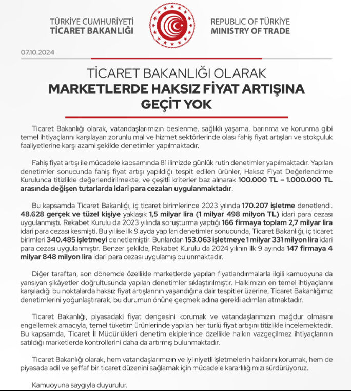 Fahiş fiyat uygulayan marketlere 1 milyon TL ceza! Bakanlık haksız fiyat artışına geçit vermiyor - 1. Resim