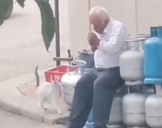 Denizli'de mutfak tüplerinin üstüne oturup sigara içen adamın rahatlığı şaşkına çevirdi - 1. Resim