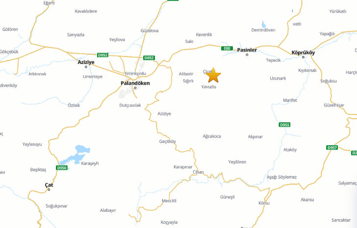 AFAD, Erzurum'da deprem meydana geldiğini duyurdu - 1. Resim