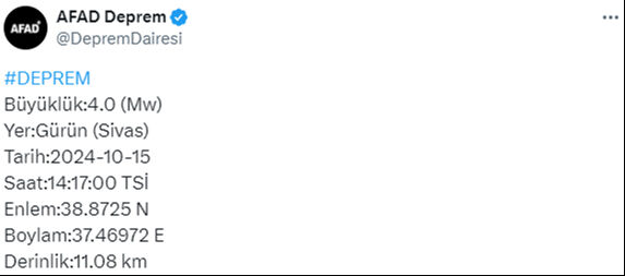 Sivas'ta deprem meydana geldi! AFAD depremin büyüklüğünü açıkladı - 2. Resim