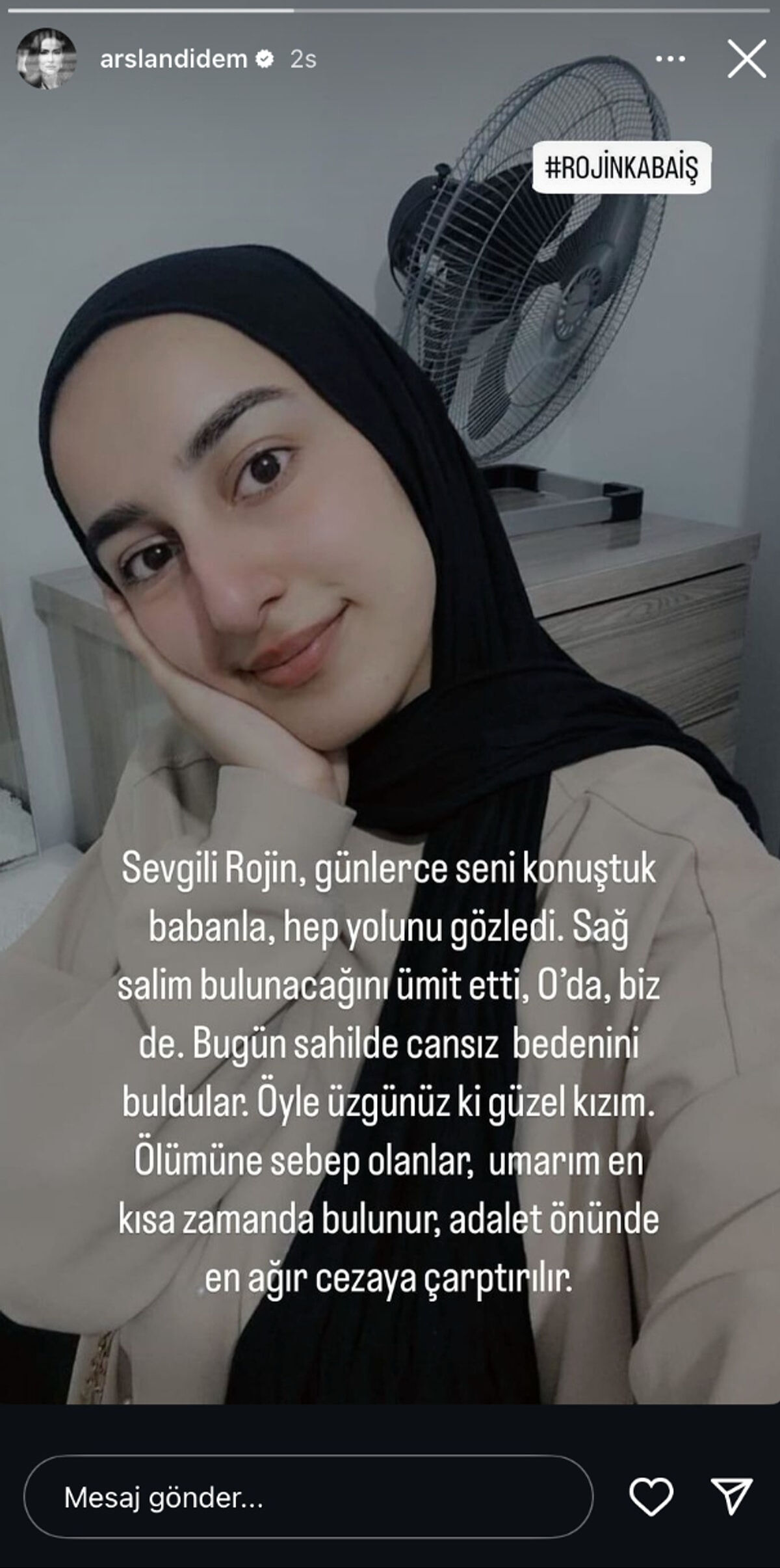 18 gün sonra ölü olarak bulundu! Didem Arslan Yılmaz'dan Rojin Kabaiş paylaşımı! - 3. Resim