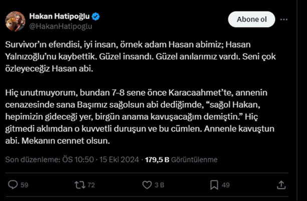Survivor Hakan'ın paylaşımı gündem oldu! Vefat eden Hasan Yalnızoğlu'yla olan anısı duygulandırdı - 4. Resim