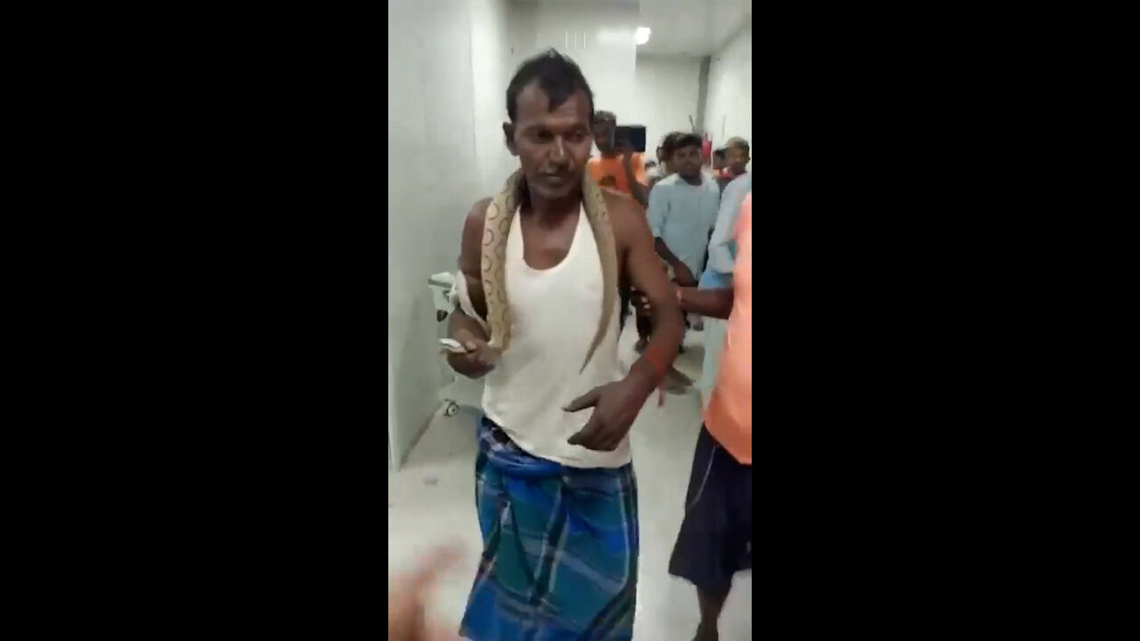 Hindistan’da akılalmaz olay! Yılanı boynuna sarıp hastaneye gitti - 1. Resim