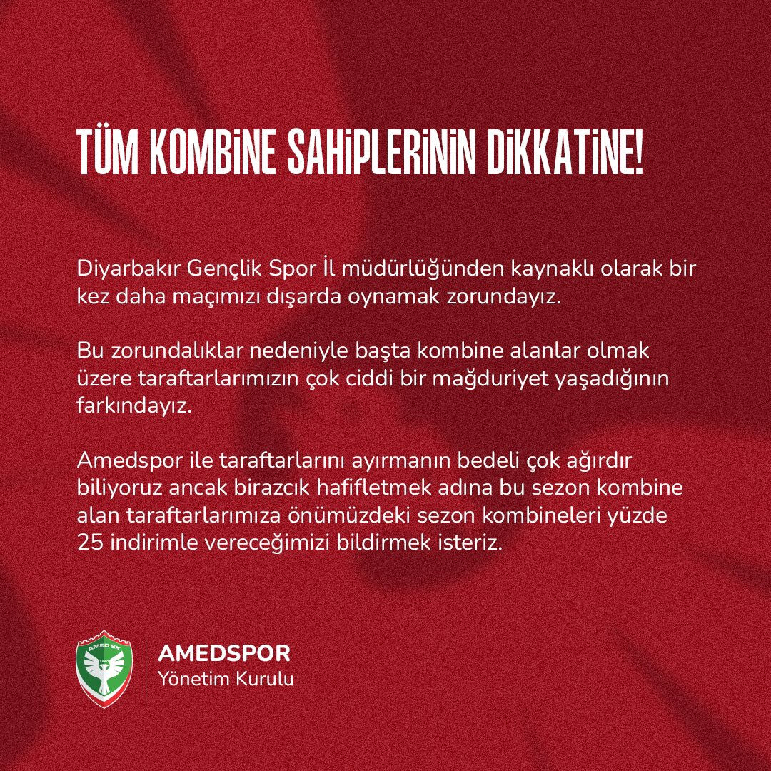 Amedspor - Pendikspor maçının yeri değişti! Kulüp'ten açıklama geldi - 1. Resim