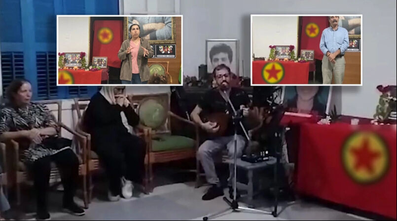 Güney Kıbrıs'ta TUSAŞ'a saldıran PKK'lı teröristler anıldı! Teröristbaşının posterleriyle etkinlik - 1. Resim