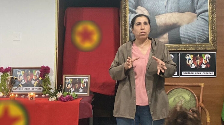 Güney Kıbrıs'ta TUSAŞ'a saldıran PKK'lı teröristler anıldı! Teröristbaşının posterleriyle etkinlik - 2. Resim