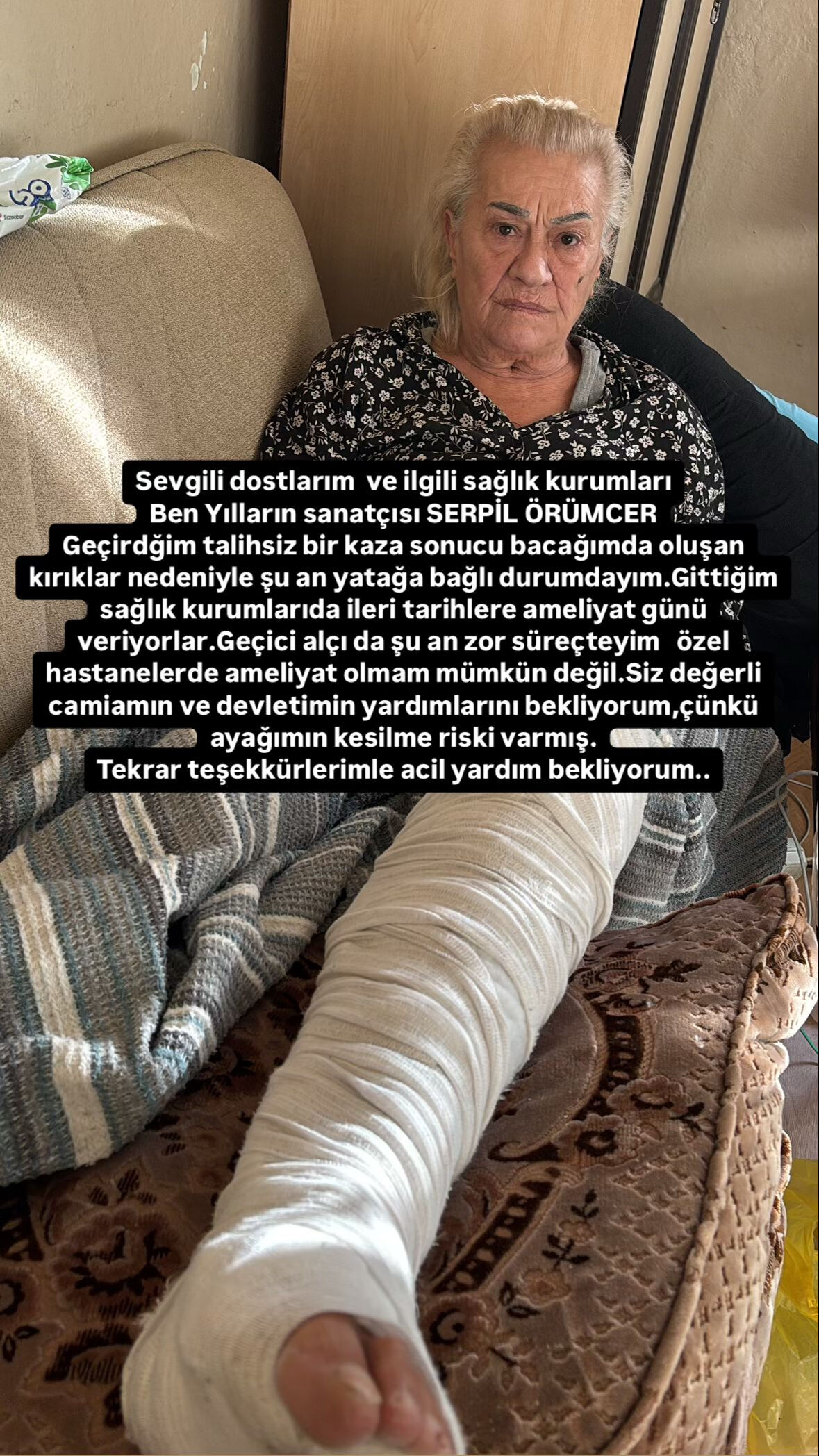 Serpil Örümcer kaza geçirdi! Hasta yatağından paylaştı: Ayağımın kesilme riski varmış - 4. Resim