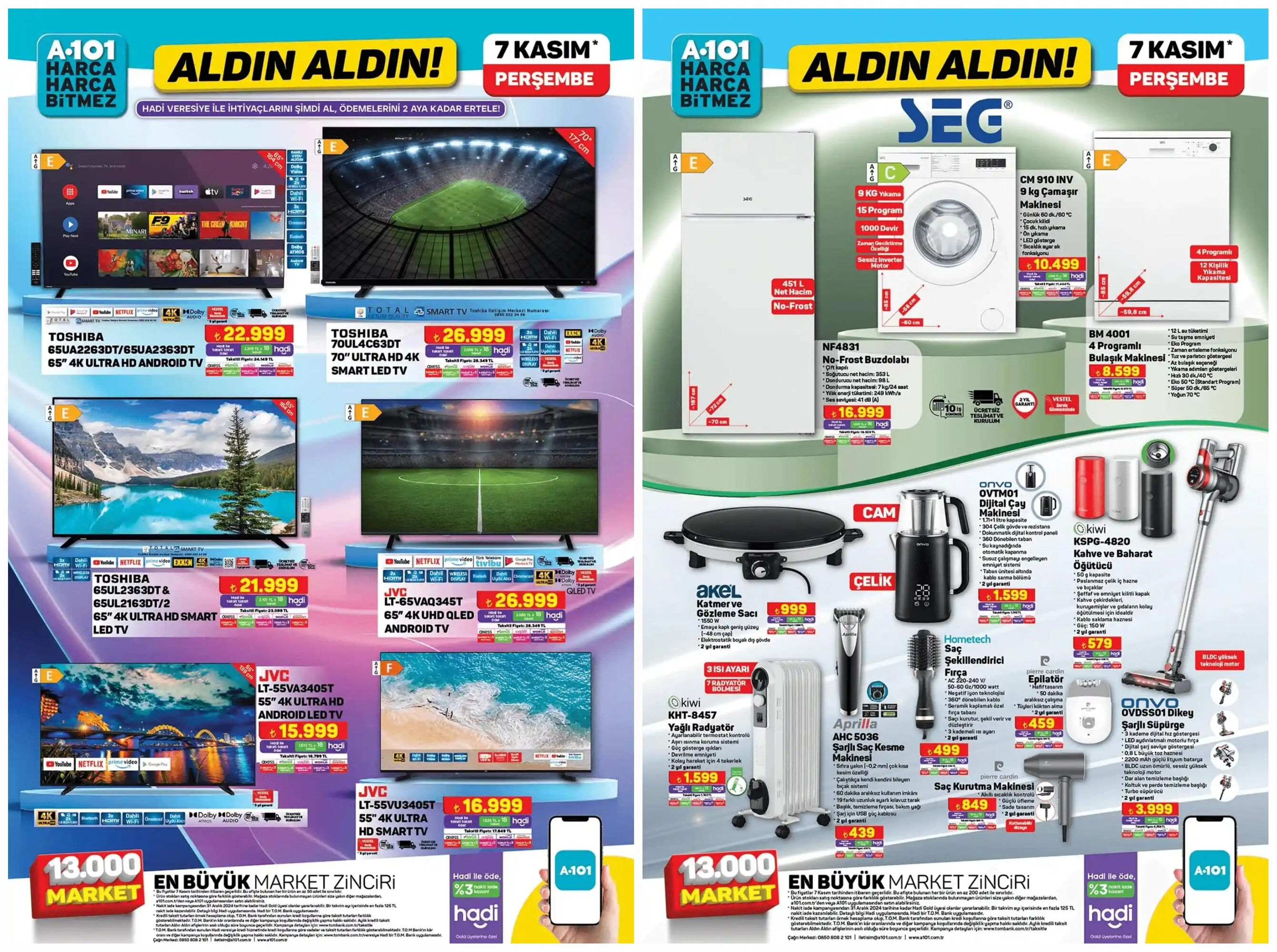 7 Kasım A101 Aktüel: SEG çamaşır makinesi ve Toshiba televizyon geliyor! - 1. Resim