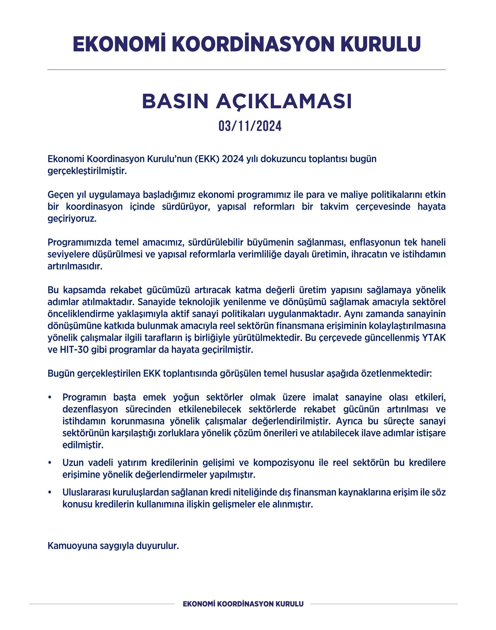 Ekonomi Koordinasyon Kurulu'ndan açıklama: Yapısal reformlar hayata geçiyor - 2. Resim
