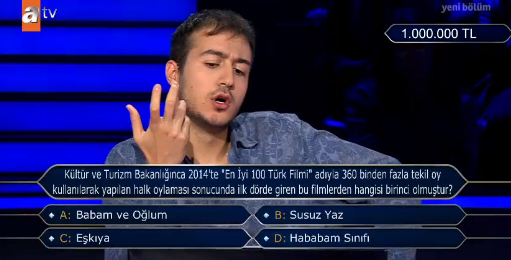 Milyoner'de tarihi gece! 1 milyon TL'lik Türk filmi sorusunun cevabı - 1. Resim