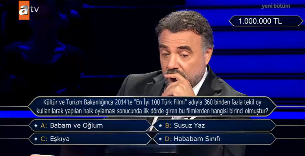 Milyoner'de tarihi gece! 1 milyon TL'lik Türk filmi sorusunun cevabı - 2. Resim