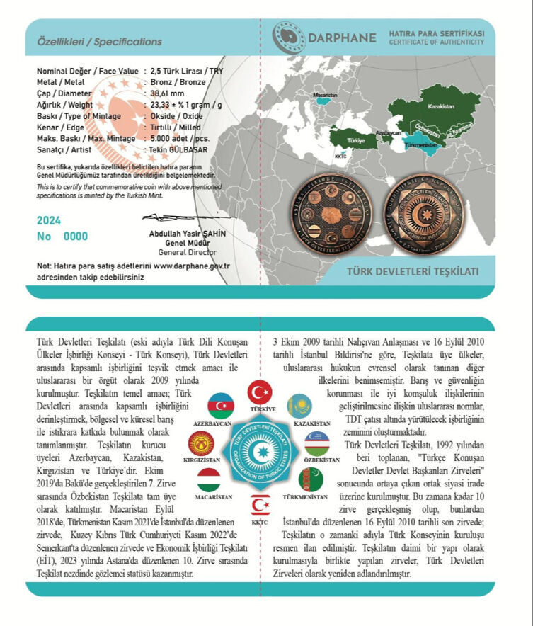 İşte Türk Devletleri Teşkilatı parası! Darphane'den devlet başkanlarına sürpriz İşte Türk Devletleri Teşkilatı parası! Basılan para devlet başkanlarına takdim edildi - 1. Resim