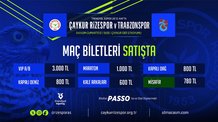 Çaykur Rizespor-Trabzonspor maçı ne zaman, saat kaçta, hangi kanalda? Çaykur Rizespor-Trabzonspor maçının biletleri satışa çıktı - 3. Resim