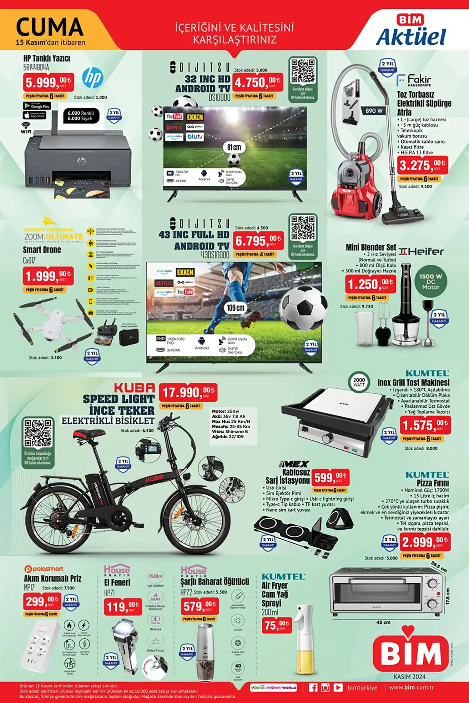 15 Kasım BİM Aktüel kataloğu: Televizyon, yazıcı ve tost makinesi geliyor - 1. Resim