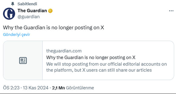 The Guardian'dan 'X'te paylaşım durdurma' kararı! Elon Musk'ı hedef gösterdiler - 1. Resim