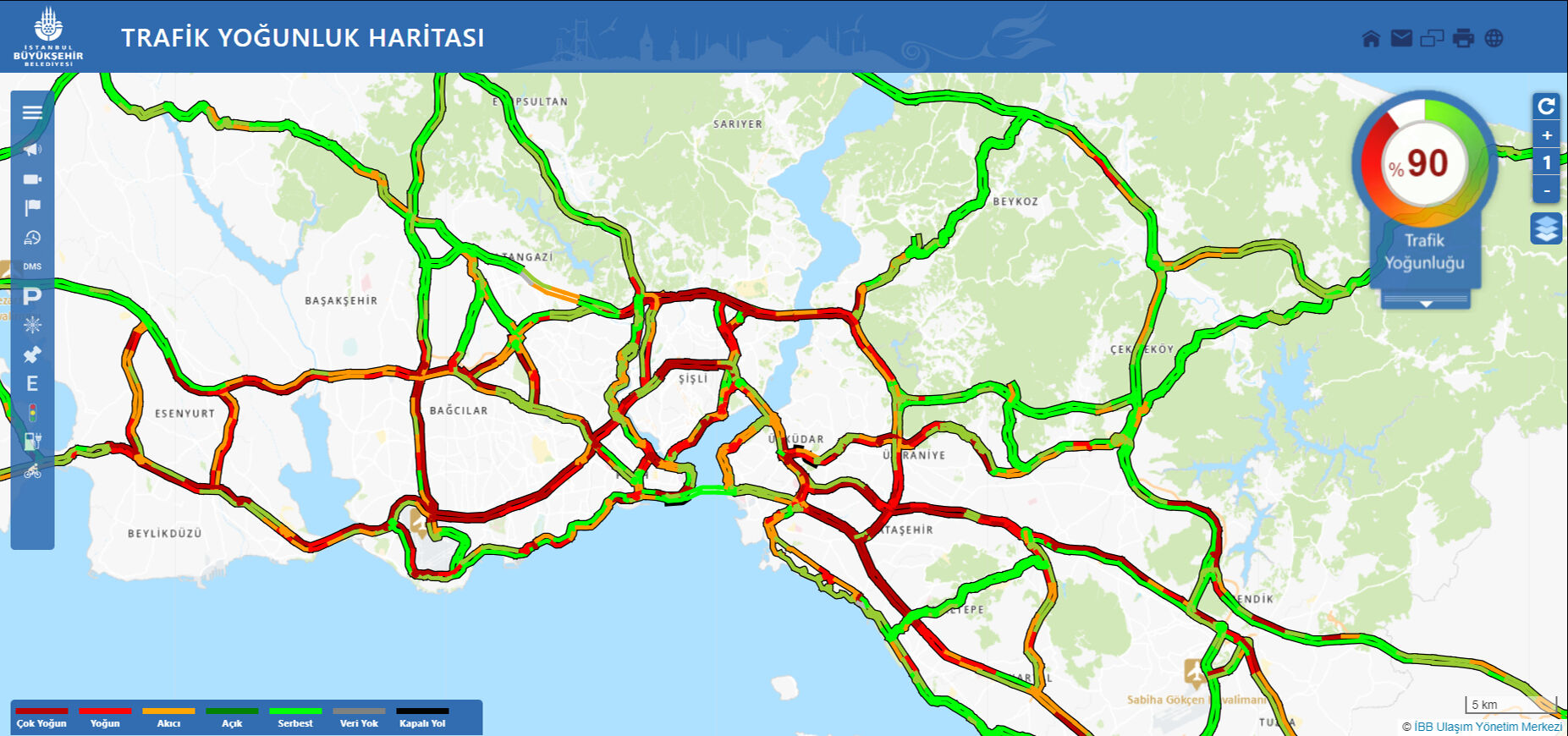 İstanbul'da trafik durma noktasına geldi! Harita kıpkırmızı, yüzde 90 yoğunluğa ulaştı - 1. Resim
