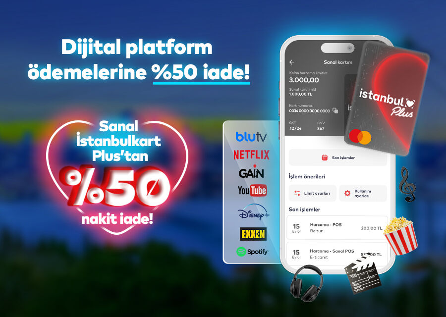 Netflix, Spotify, Youtube ödemelerinin yüzde 50'si iade! Sanal İstanbulkart Plus kampanyası başladı Netflix, Spotify, Youtube ödemelerinin yüzde 50'si iade! Sanal İstanbulkart Plus kampanyası başladı - 1. Resim