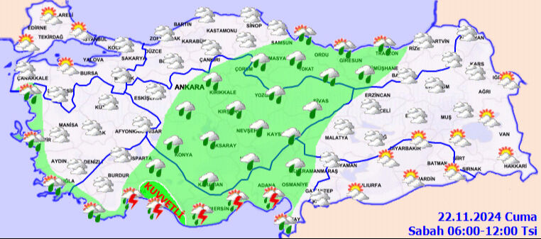 Meteoroloji 22 Kasım hava raporunu açıkladı! 7 il için kar, İstanbul için sağanak uyarısı - 1. Resim