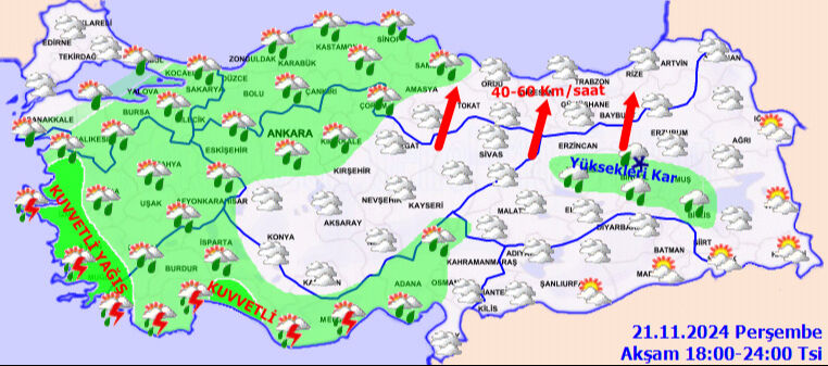 Meteoroloji 22 Kasım hava raporunu açıkladı! 7 il için kar, İstanbul için sağanak uyarısı - 2. Resim