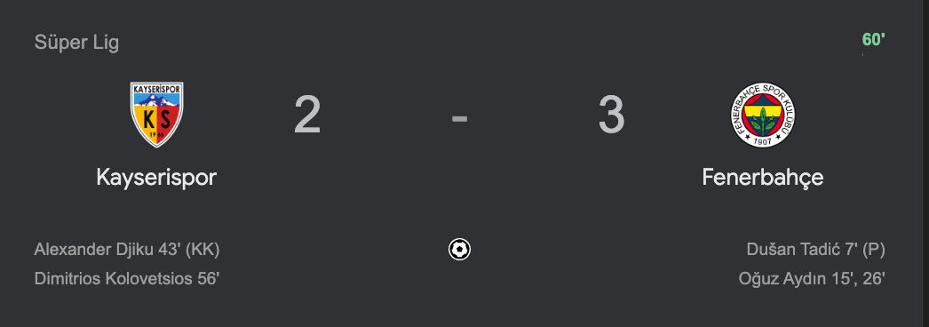 Kayserispor-Fenerbahçe maçı kaç kaç bitti, kimler kaç gol attı?  Kayserispor-Fenerbahçe maçı kaç kaç bitti, kimler kaç gol attı?  - 3. Resim