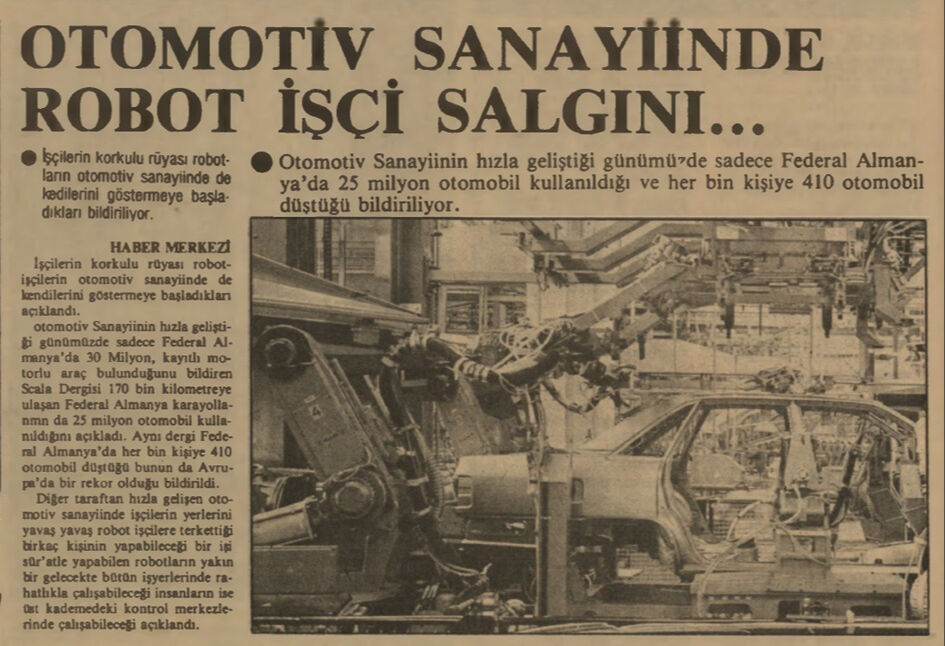 BİR ZAMANLAR TÜRKİYE — Eyvah robotlar otomobil üretiyor! (2 Mayıs 1983) BİR ZAMANLAR TÜRKİYE — Eyvah robotlar otomobil üretiyor! (2 Mayıs 1983) - 1. Resim